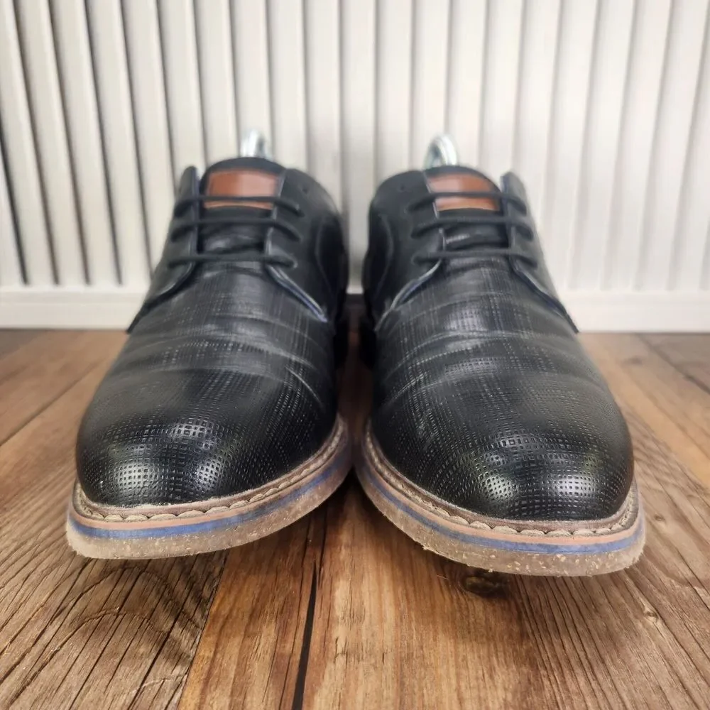 Freeman Hayden Dress Shoes Mens Size 8W Wide Black Leather Oxfords Derbys Preppy